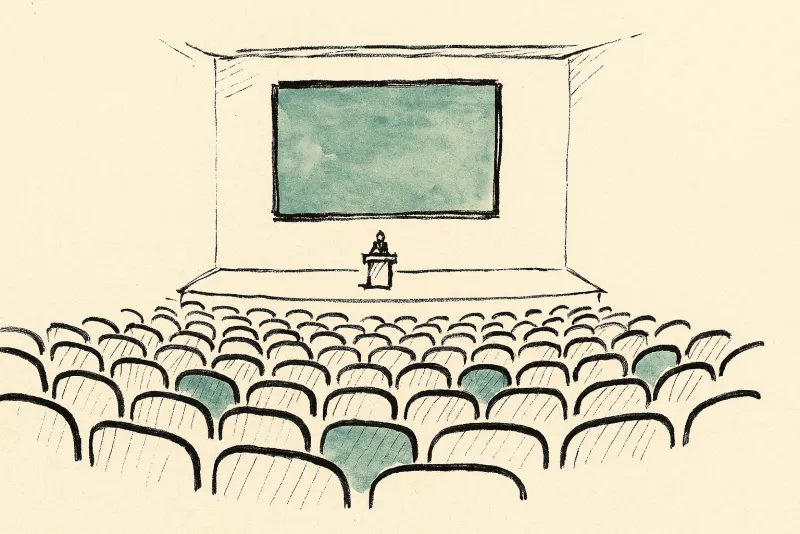 Speaking at a conference